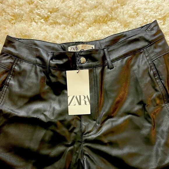 Zara Pants - NWT Zara faux leather ankle pants size Large